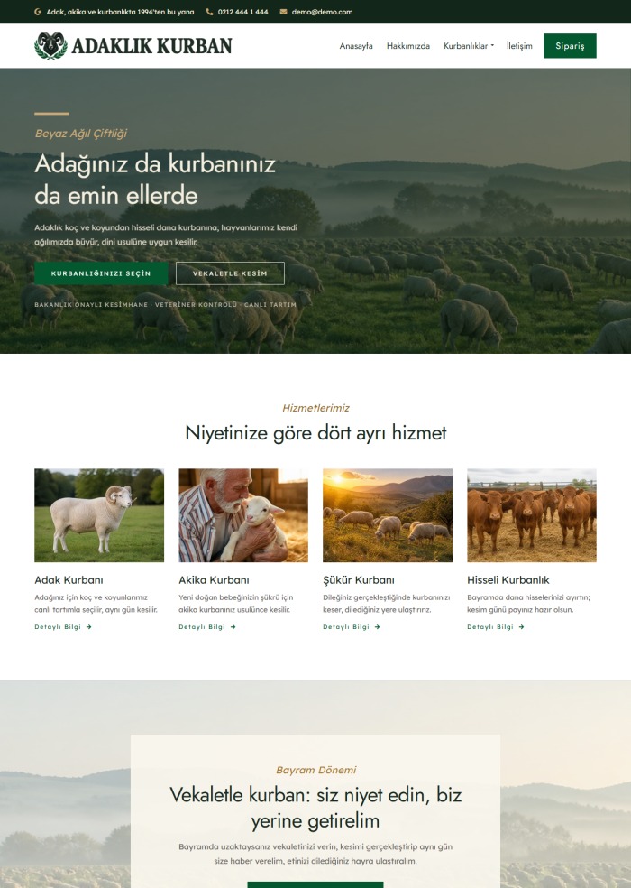 Adaklık Kurban – Gıda sitesi teması