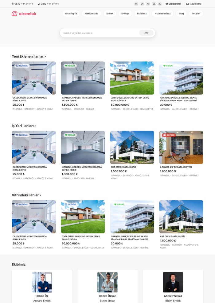 Airemlak – Emlak sitesi teması