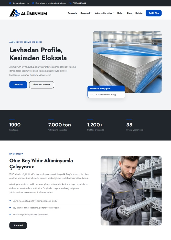Alüminyum – Sanayi ve İmalat sitesi teması