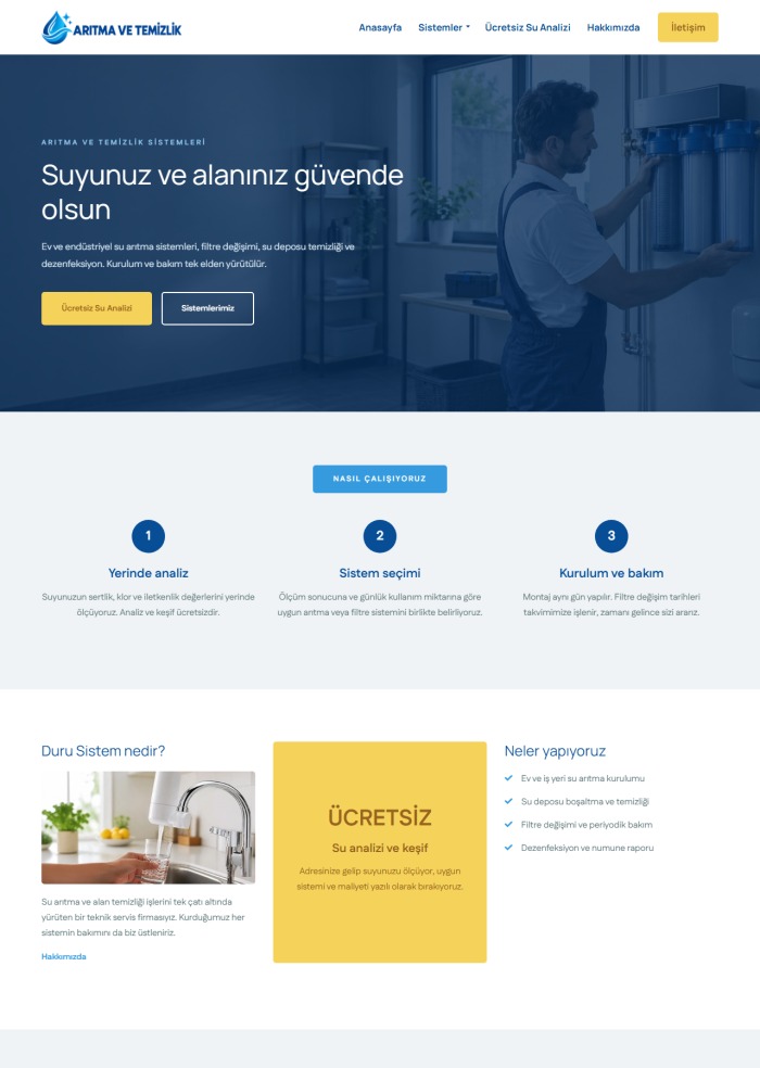 Arıtma ve Temizlik – Teknik Servis sitesi teması