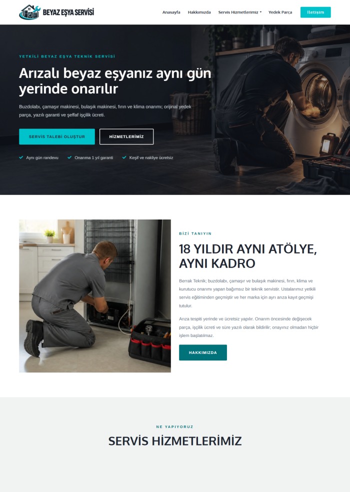 Beyaz Eşya Servisi – hazır site teması