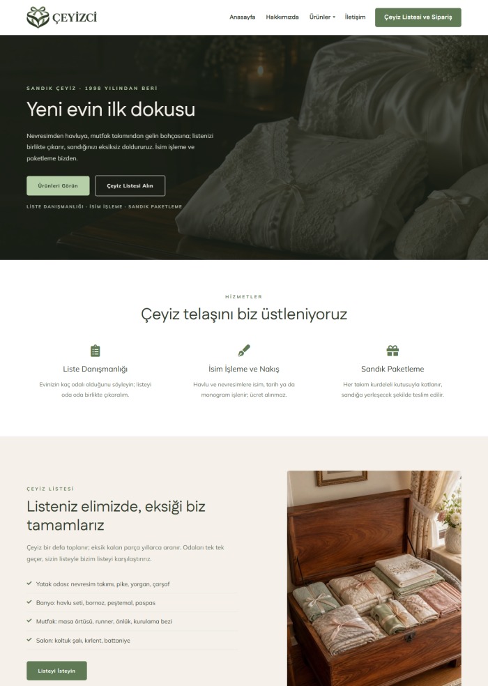 Çeyizci – Ev ve Mobilya sitesi teması