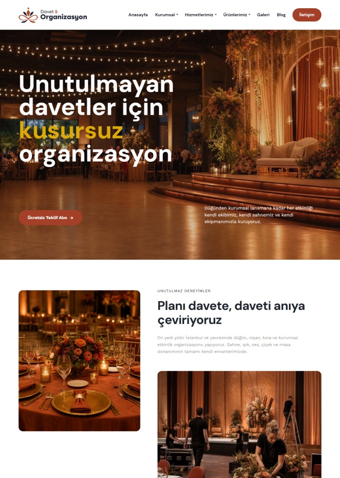Davet Organizasyon – Organizasyon ve Düğün sitesi teması