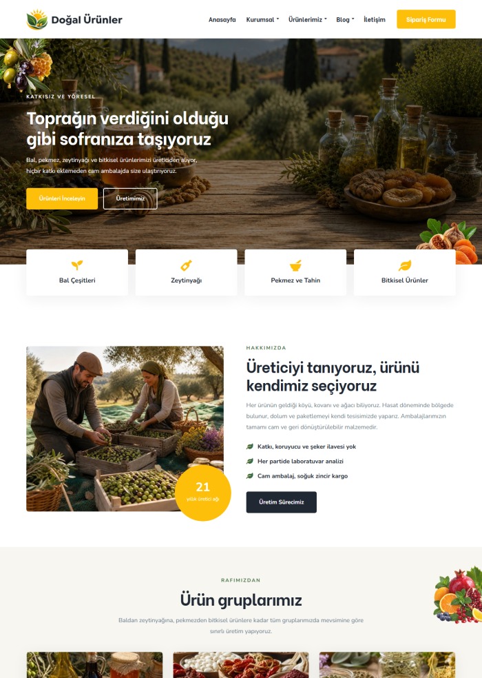 Doğal Ürünler – Gıda sitesi teması