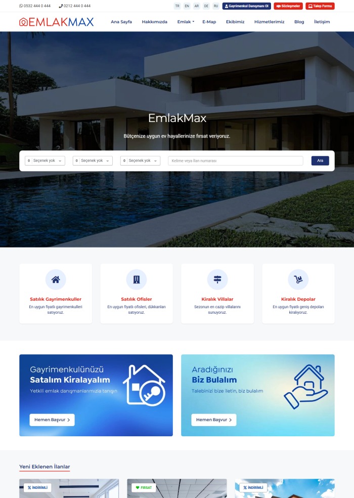 EmlakMax – Emlak sitesi teması