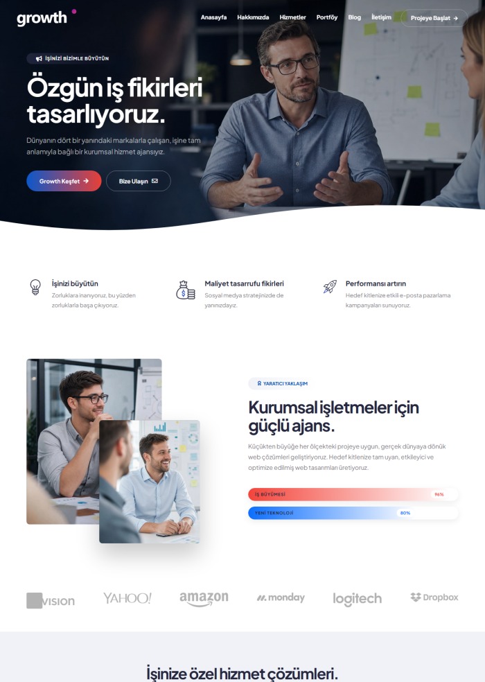 Growth – hazır site teması
