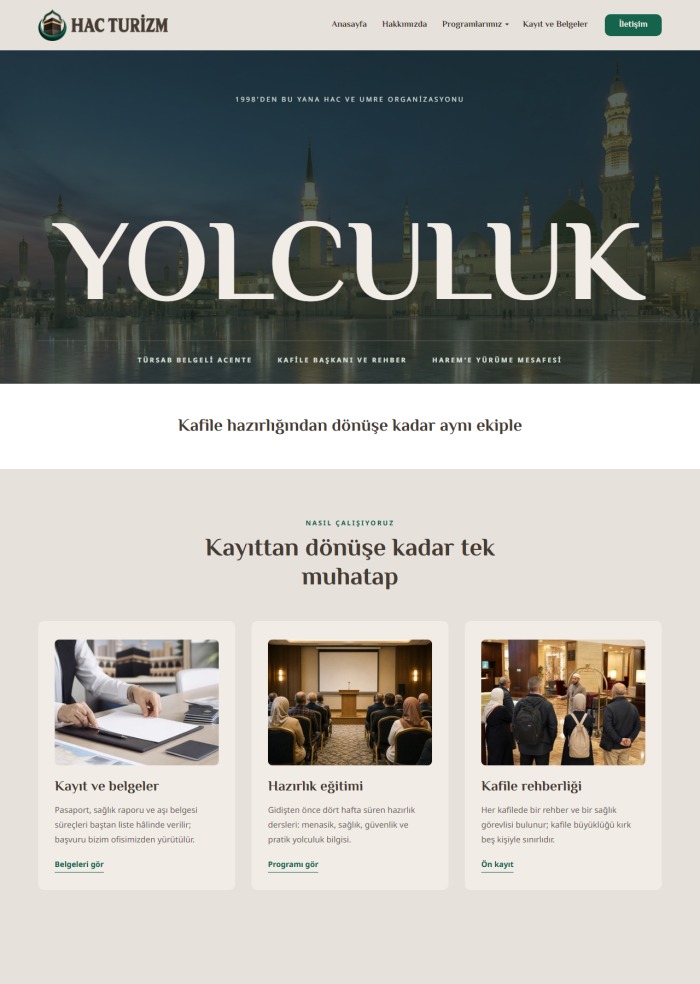 Hac Turizm – Turizm ve Konaklama sitesi teması