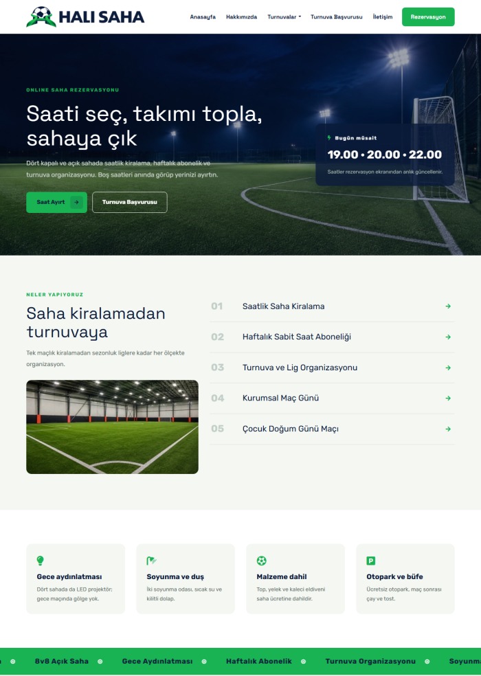 Halı Saha – Spor ve Hobi sitesi teması