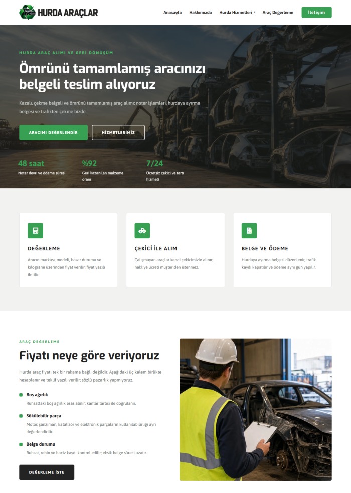 Hurda Araçlar – hazır site teması