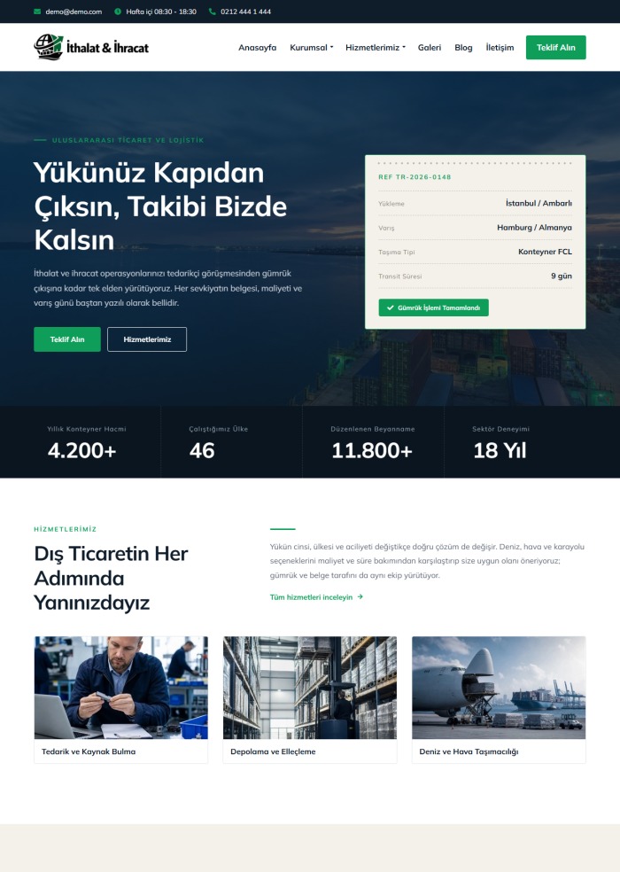 İthalat ve İhracat – Reklam ve Medya sitesi teması