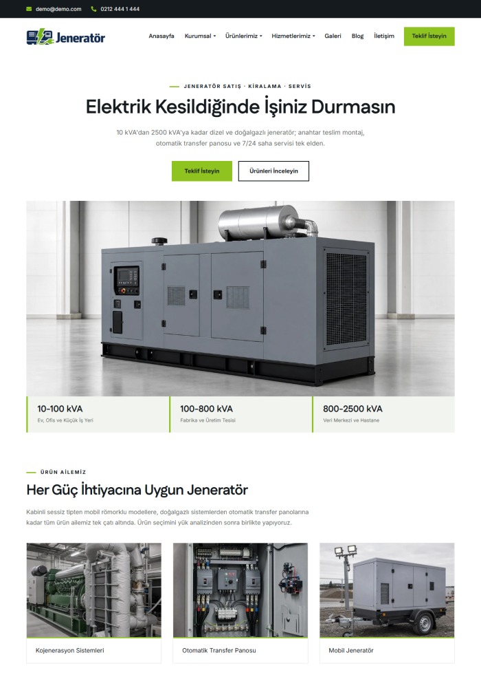 Jeneratör – Sanayi ve İmalat sitesi teması