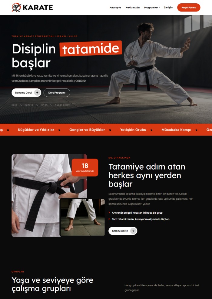 Karate – Spor ve Hobi sitesi teması