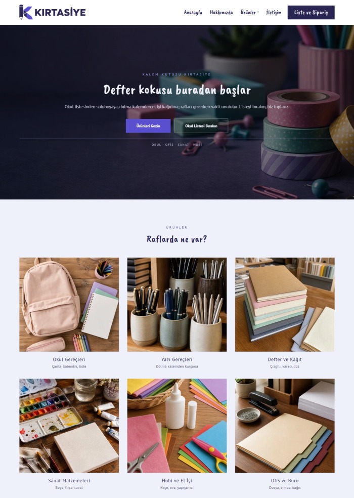 Kırtasiye – hazır site teması