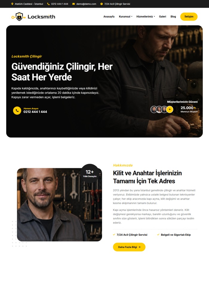 Locksmith – Teknik Servis sitesi teması