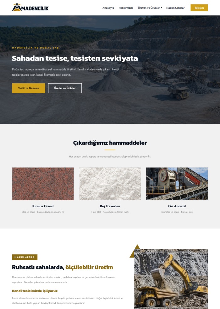 Madencilik – hazır site teması