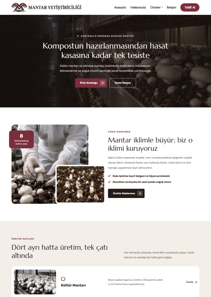 Mantar Yetiştiriciliği – Gıda sitesi teması