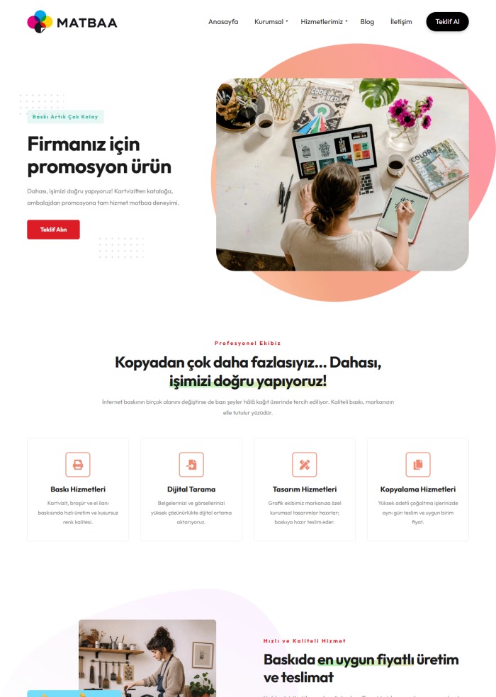 Matbaa – hazır site teması