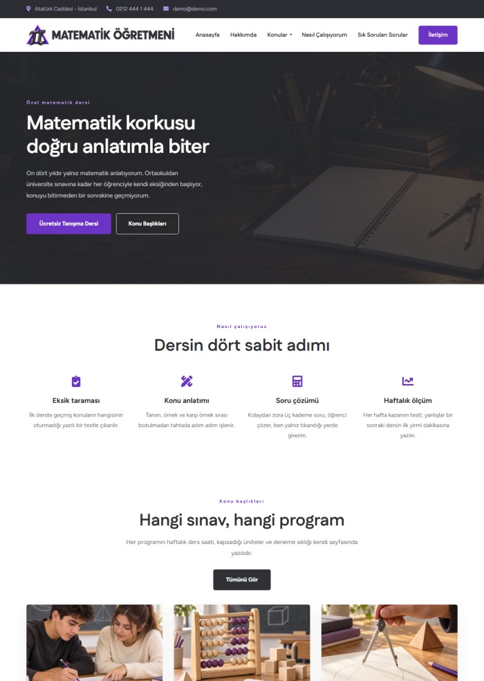 Matematik Öğretmeni – Eğitim sitesi teması
