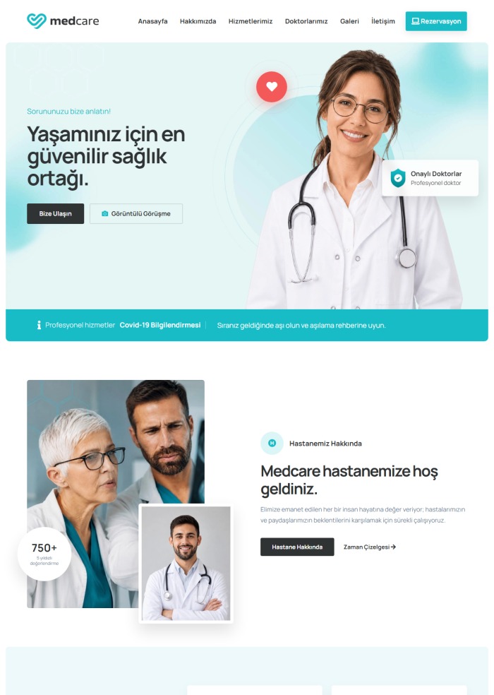 Medcare – Diş Hekimi sitesi teması