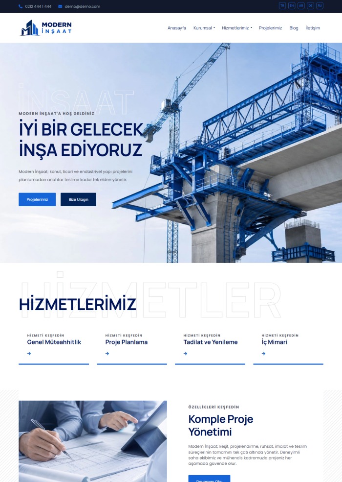 Modern İnşaat – hazır site teması