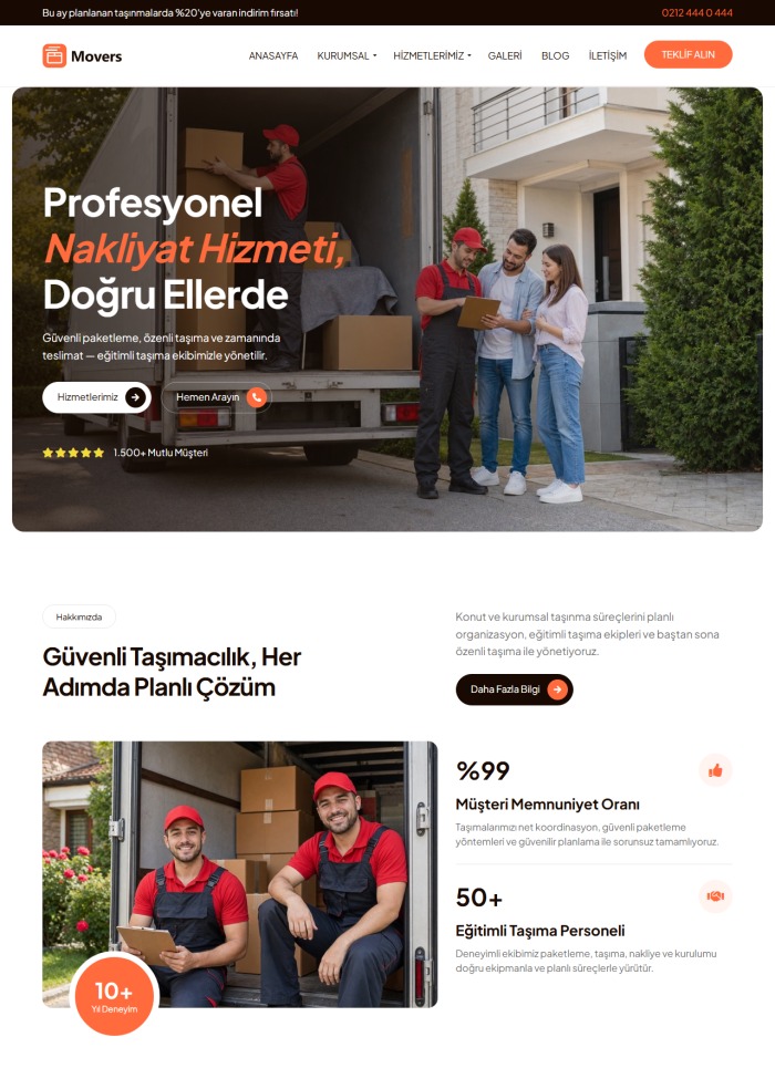 Movers – Nakliye sitesi teması