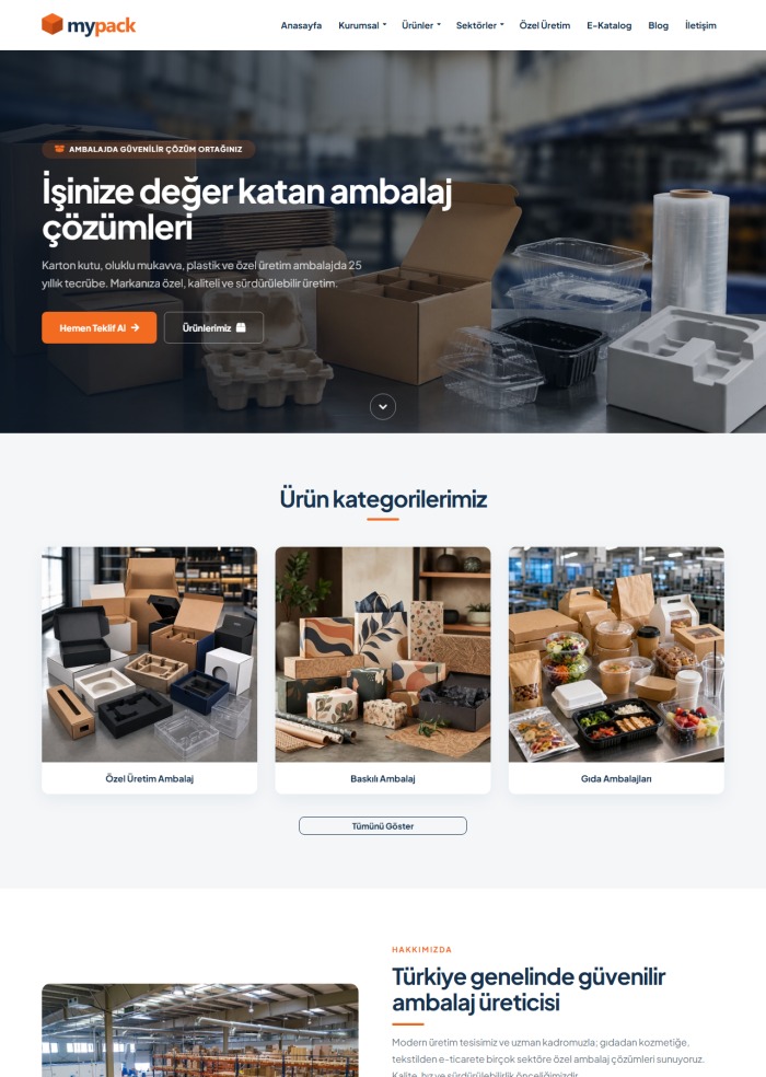 Mypack – Gıda sitesi teması