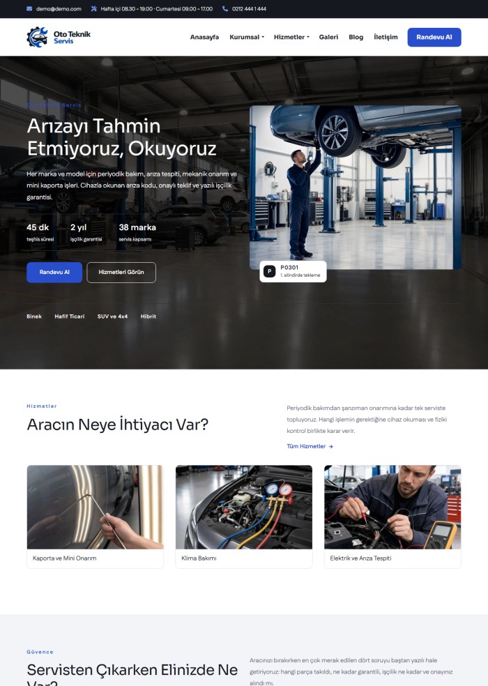 Oto Teknik Servis – Otomotiv sitesi teması