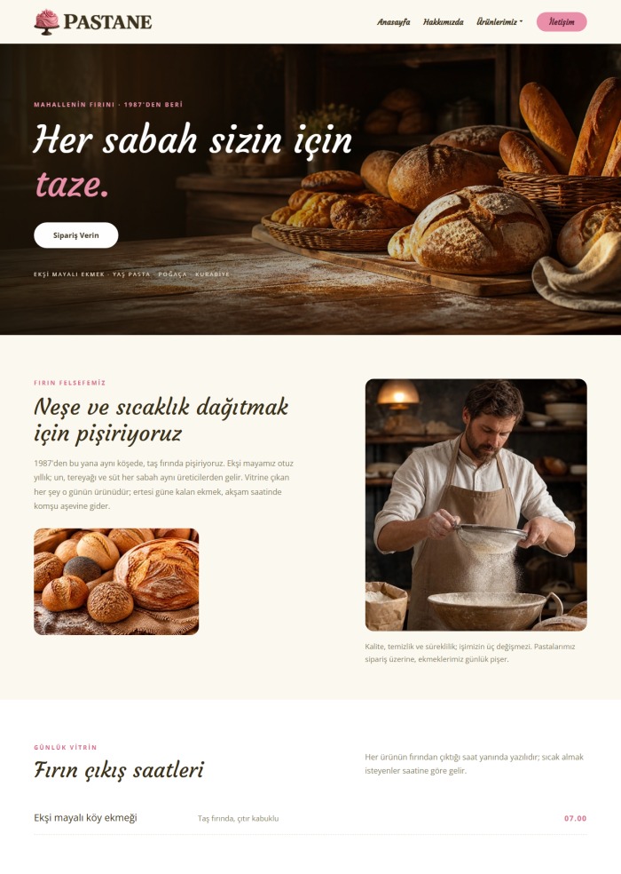 Pastane – hazır site teması