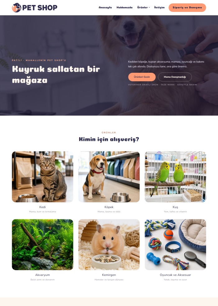 Pet Shop – Spor ve Hobi sitesi teması