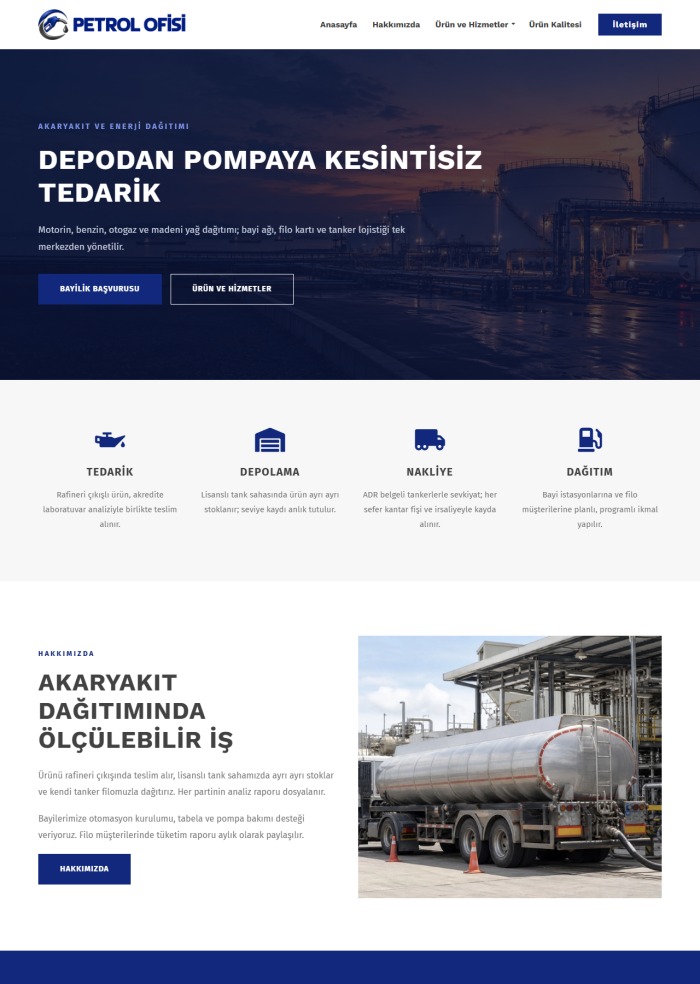 Petrol Ofisi – hazır site teması