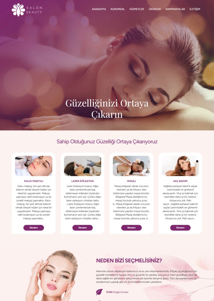 Salon Beauty – Sağlık sitesi teması