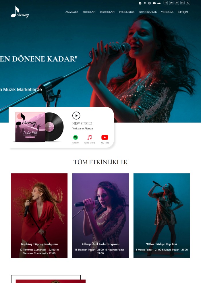 Serenay Music – Reklam ve Medya sitesi teması