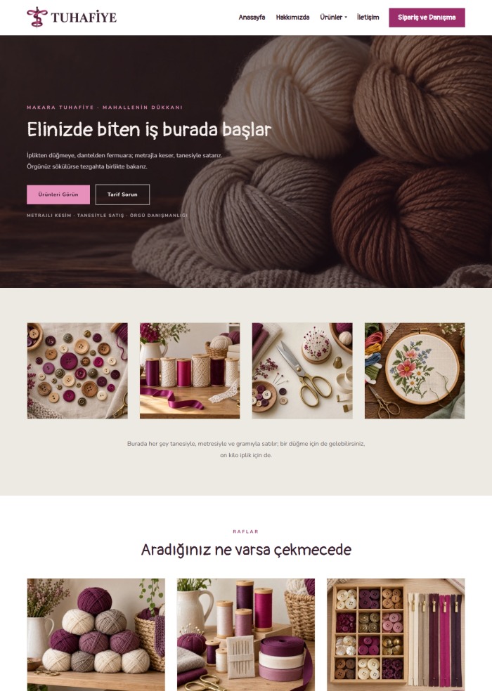 Tuhafiye – hazır site teması