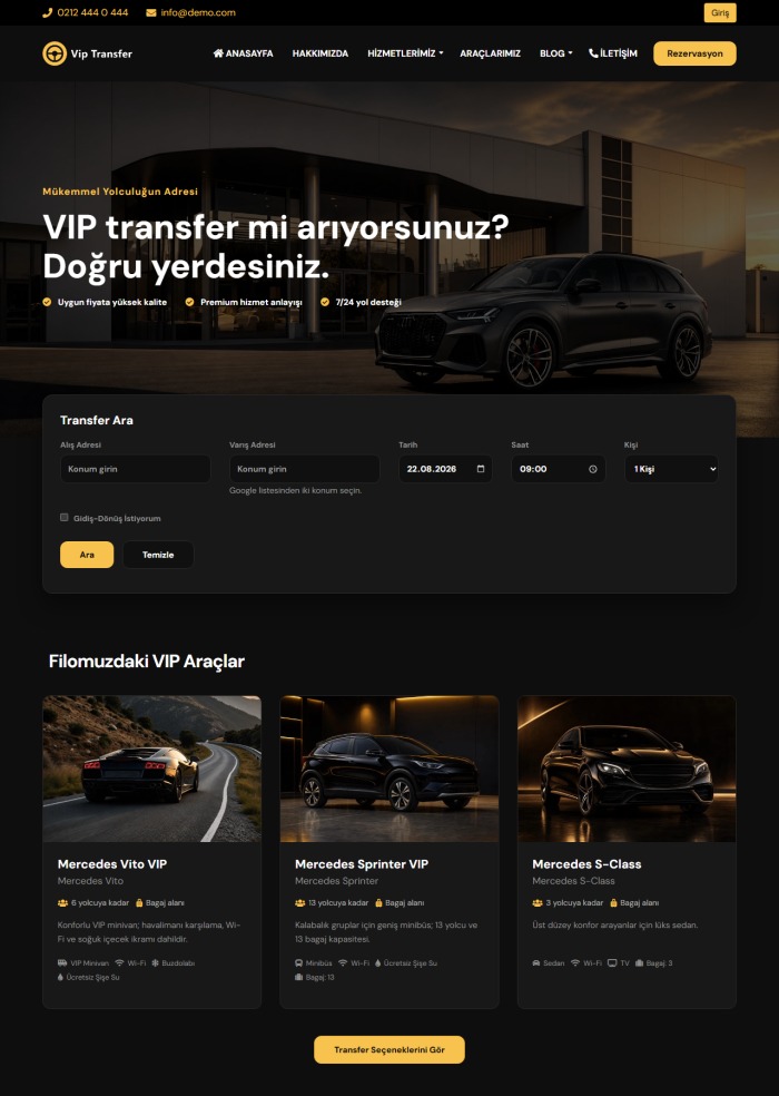 Vip Transfer – hazır site teması